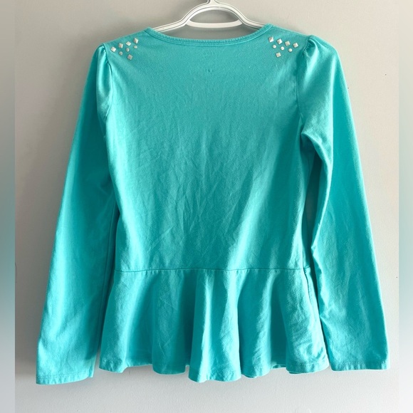 George Girls Blue Long Sleeve Flare Cut Top Size 16 - Picture 2 of 5